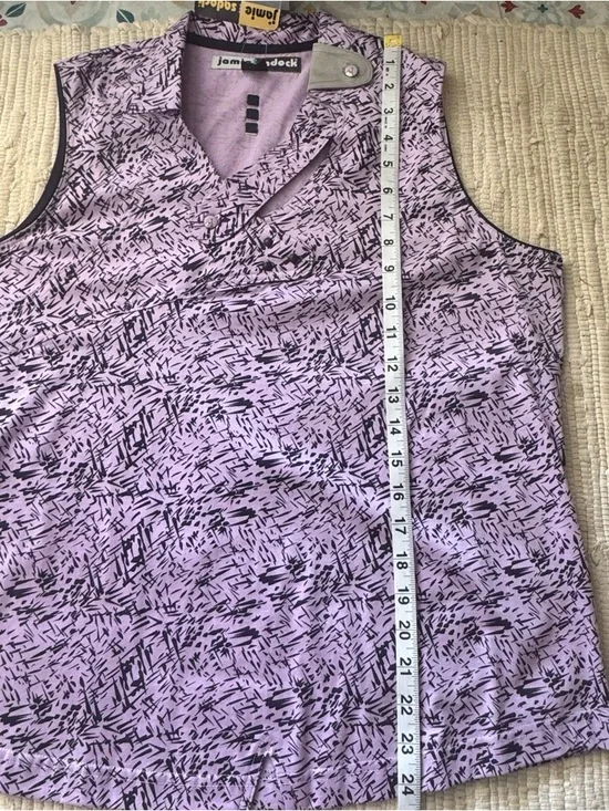 Y2K Jamie Sadock Purple Abstract Print Top Asymmetrical Sleeveless NWT Size L - Picture 9 of 9